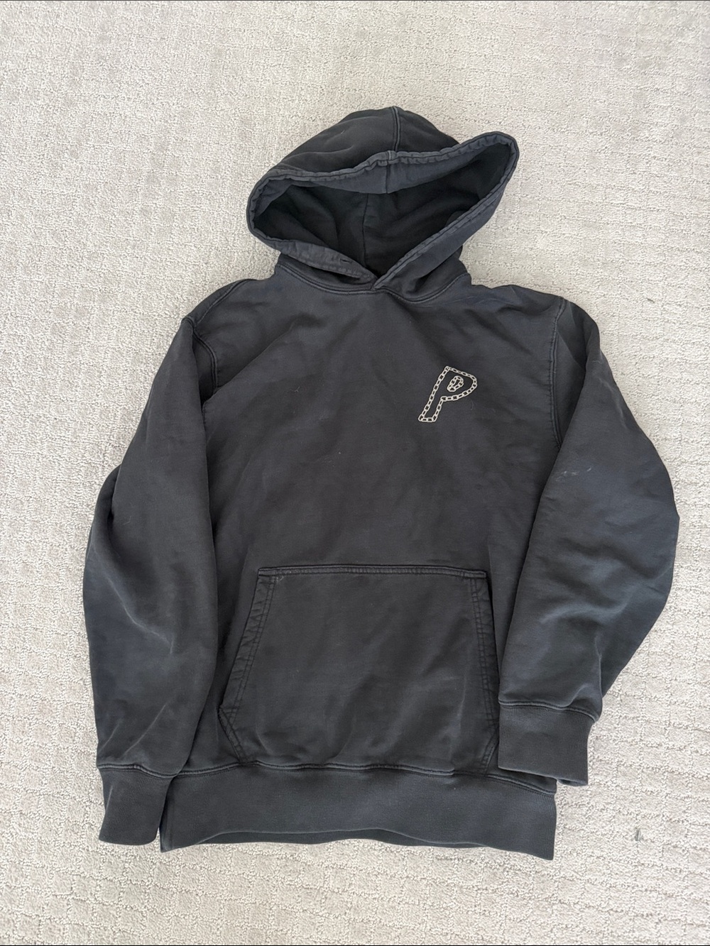 PALACE Black Crewneck Vintage Hoodie with Embroidered 'P' Logo